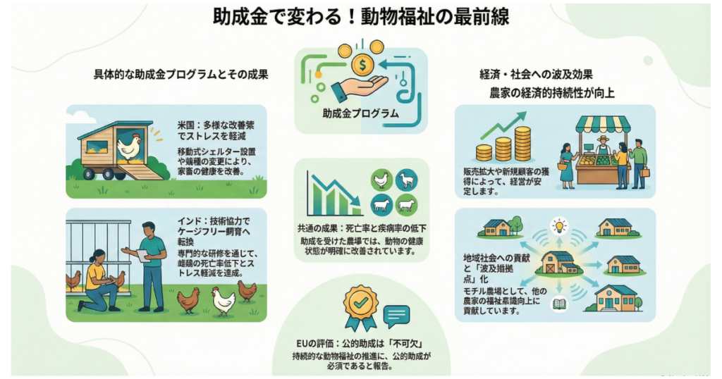 助成金で変わる。動物福祉の最前線イメージ図