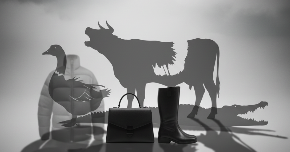 牛やワニ、鳥のシルエット